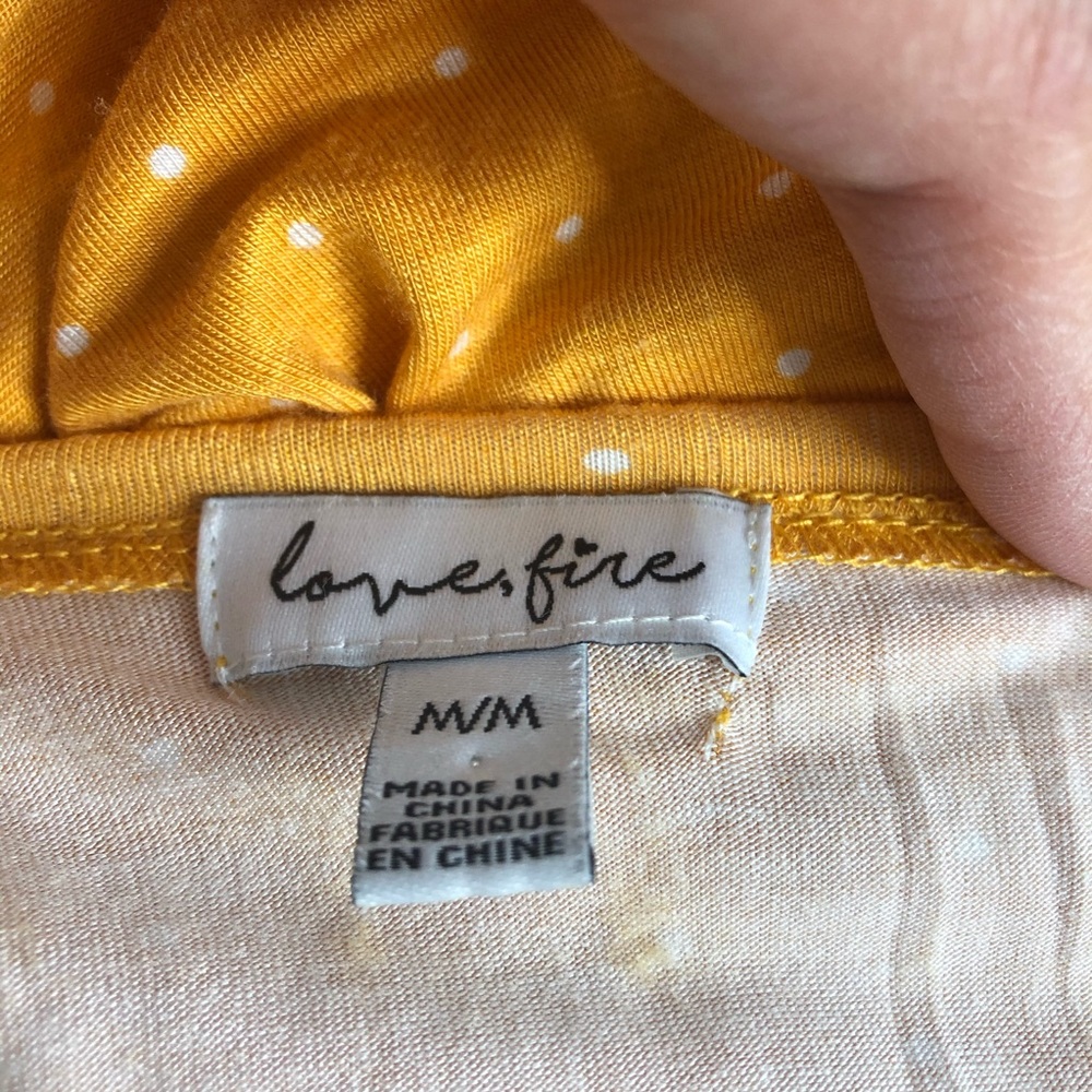 Love, fire Yellow Polka Dot Tie Fit Flare Dress M - Picture 3 of 7